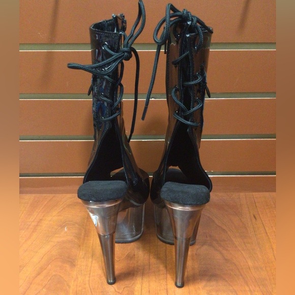 Adore Black Patent Heeled Boots - Picture 3 of 12